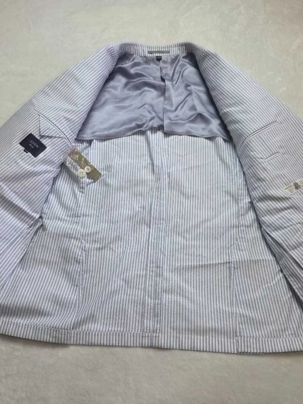 New 42R J.Crew Crosby classic-fit suit jacket in Portuguese cotton oxford stripe